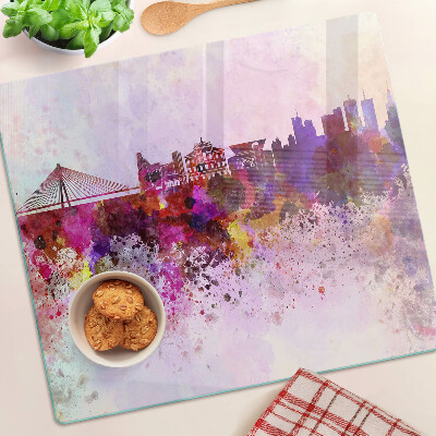 Snijplanken glas Stad in aquarelstijl