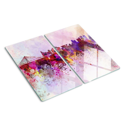 Snijplanken glas Stad in aquarelstijl