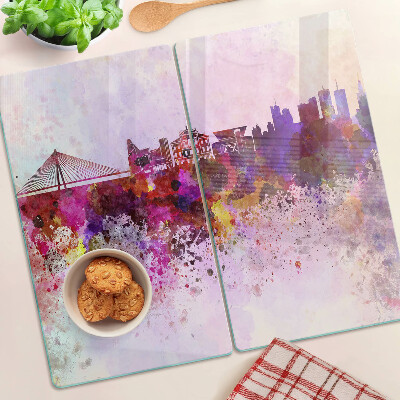 Snijplanken glas Stad in aquarelstijl
