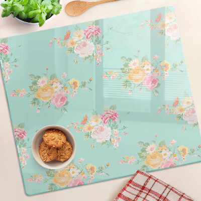 Glazen snijplanken Bloemenpatroon in pastelkleuren