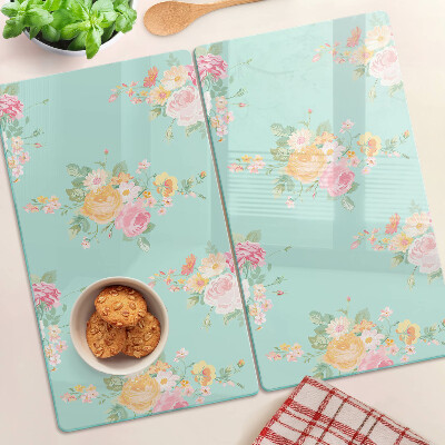 Glazen snijplanken Bloemenpatroon in pastelkleuren