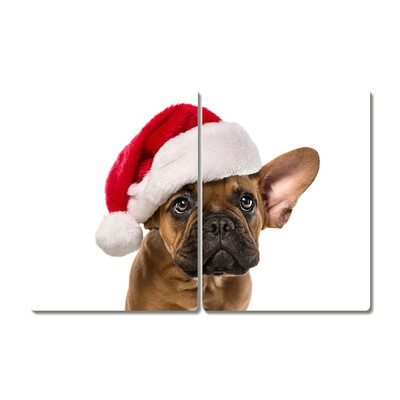 Snijplank van glas Bulldog Hond van Kerstmis