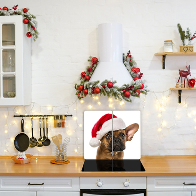 Snijplank van glas Bulldog Hond van Kerstmis