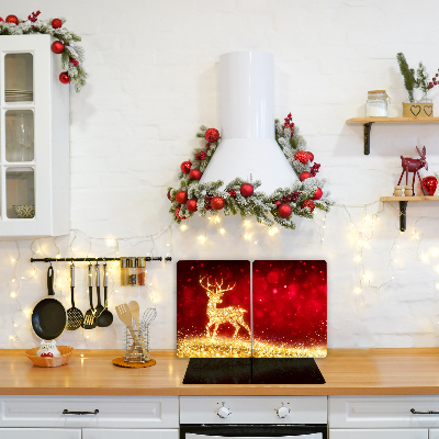 Fornuis afdekplaat Golden Reindeer Christmas Decoration
