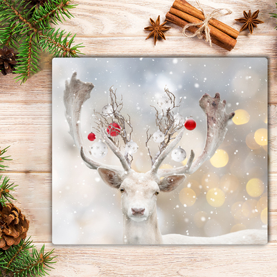 Snijplank van glas White Reindeer Snuisterijen van Kerstmis