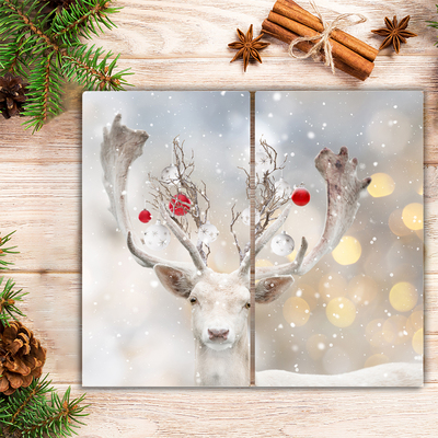 Snijplank van glas White Reindeer Snuisterijen van Kerstmis