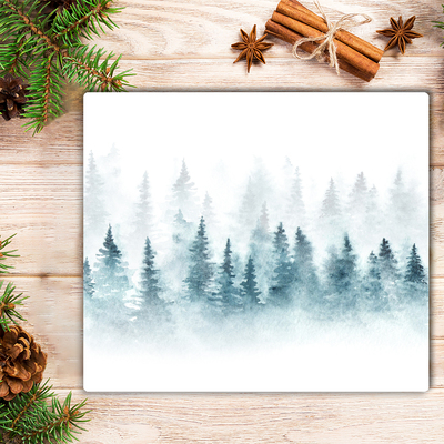 Fornuisafdekplaat snijplank Forest kerstboom Christmas Snow