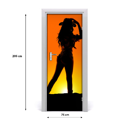 Deur sticker Cowboy silhouet