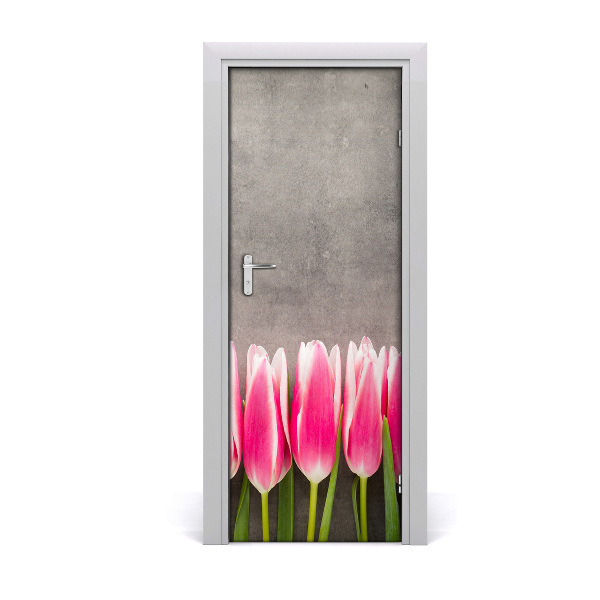 Deursticker Roze tulpen