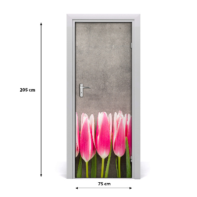 Deursticker Roze tulpen