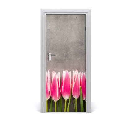 Deursticker Roze tulpen