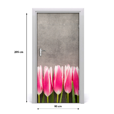 Deursticker Roze tulpen