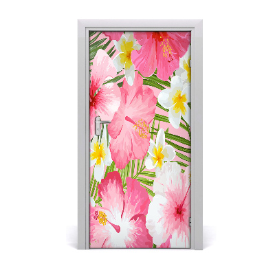 Deur sticker Tropische bloemen