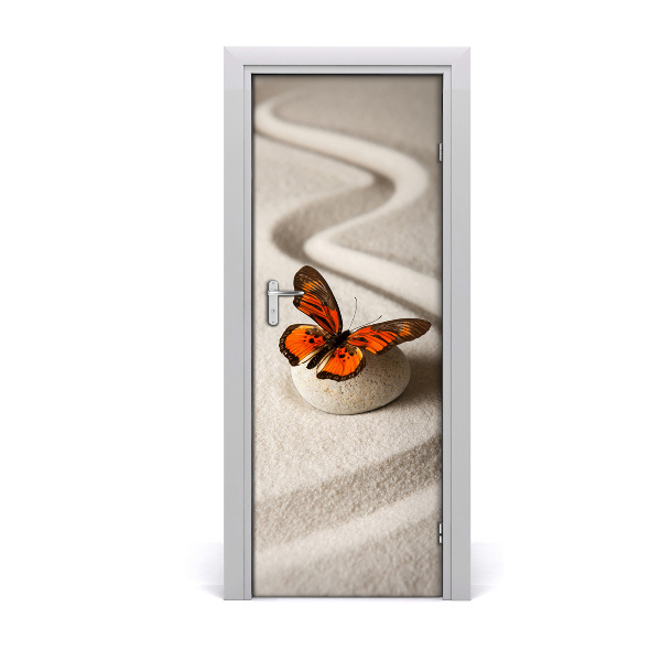 Deursticker Zen stone en butterfly