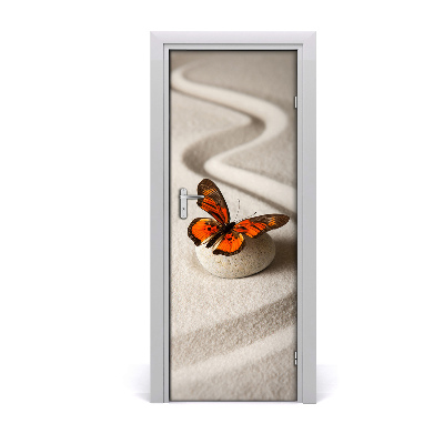 Deursticker Zen stone en butterfly