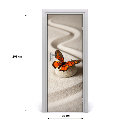 Deursticker Zen stone en butterfly