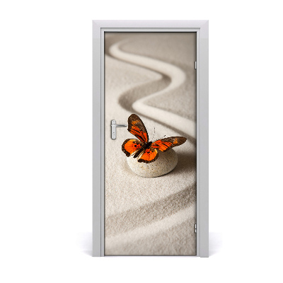 Deursticker Zen stone en butterfly