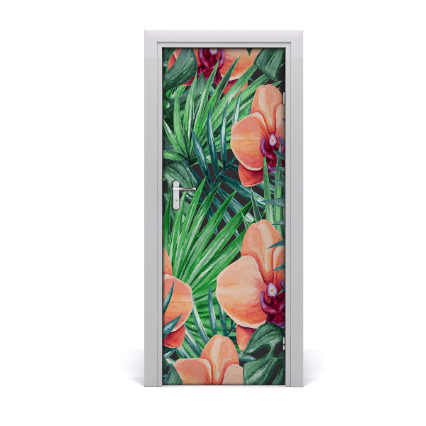 Deur sticker Orchidee en palm