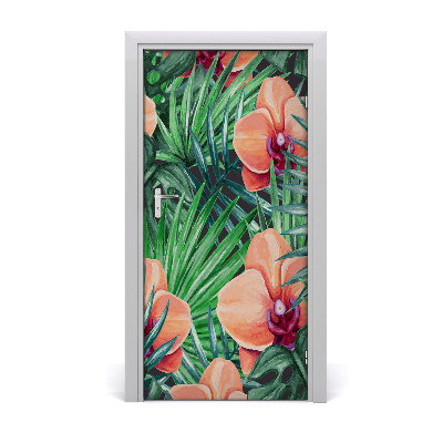 Deur sticker Orchidee en palm