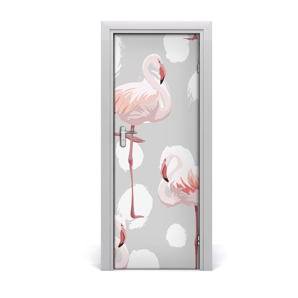 Deursticker Flamingo's en stippen