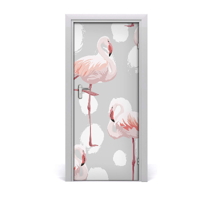 Deursticker Flamingo's en stippen