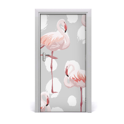 Deursticker Flamingo's en stippen