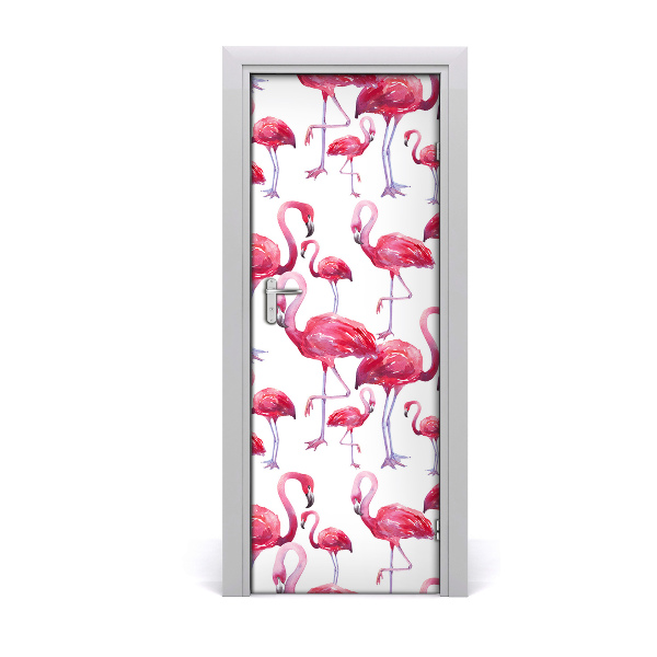 Deursticker Flamingo's