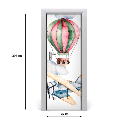 Deursticker Ballonnen en vliegtuigen