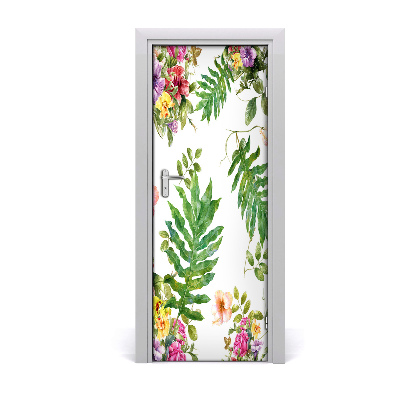 Deur sticker Tropische bloemen