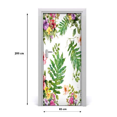 Deur sticker Tropische bloemen