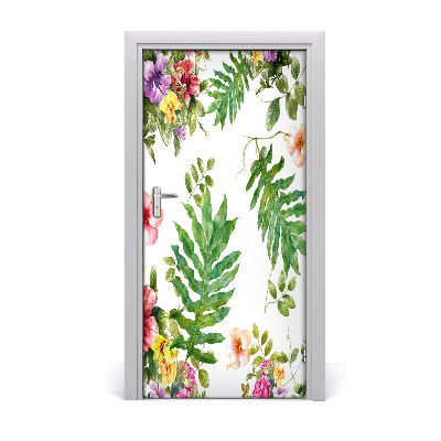 Deur sticker Tropische bloemen