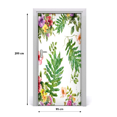 Deur sticker Tropische bloemen