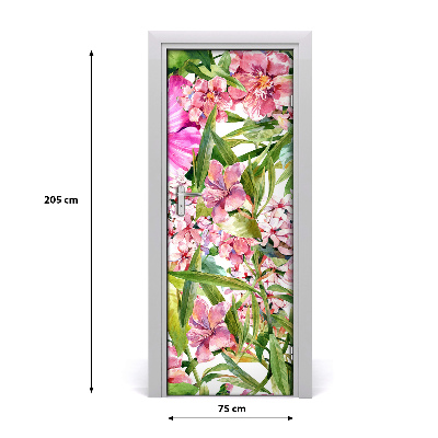 Deur sticker Tropische bloemen