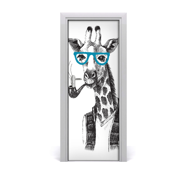 Deursticker Giraffen in glazen