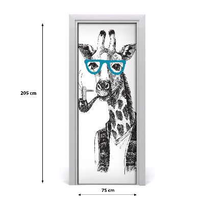 Deursticker Giraffen in glazen