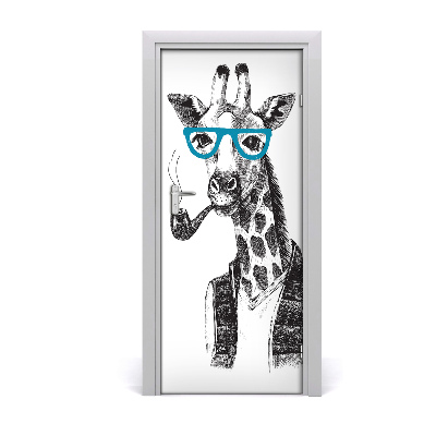 Deursticker Giraffen in glazen