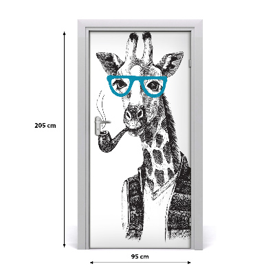 Deursticker Giraffen in glazen