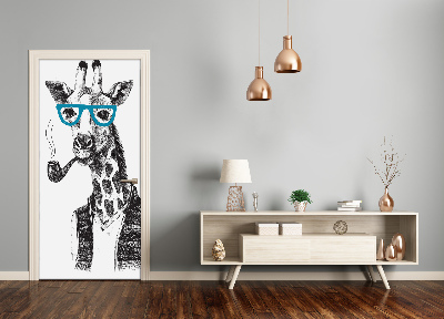 Deursticker Giraffen in glazen