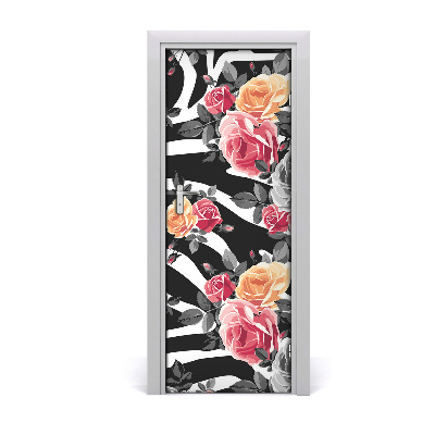 Deur sticker Zebra rozen