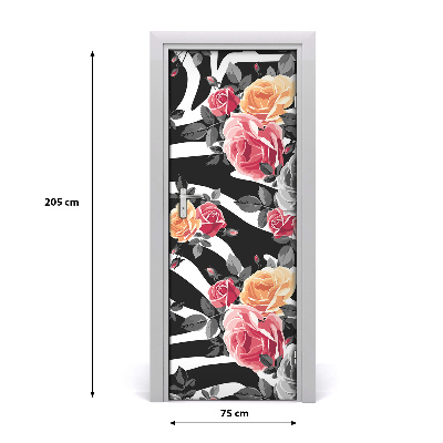 Deur sticker Zebra rozen