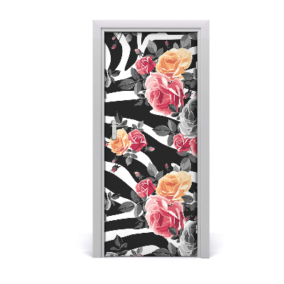 Deur sticker Zebra rozen