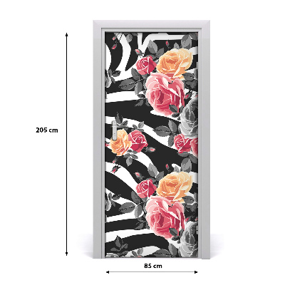 Deur sticker Zebra rozen