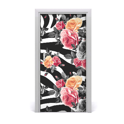 Deur sticker Zebra rozen