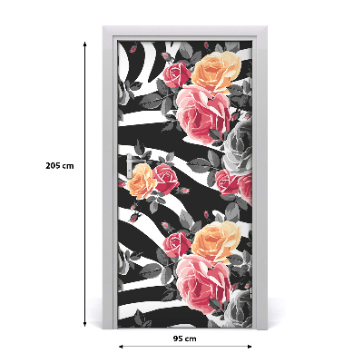 Deur sticker Zebra rozen