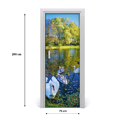 Deursticker Zwanen op de vijver