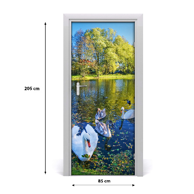 Deursticker Zwanen op de vijver