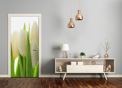 Deur sticker Witte tulpen