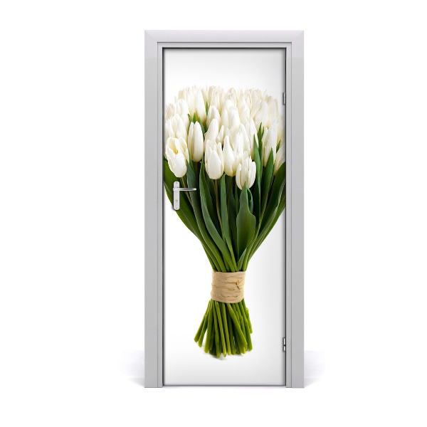 Deur sticker Witte tulpen