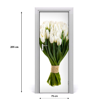 Deur sticker Witte tulpen