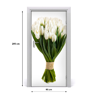 Deur sticker Witte tulpen